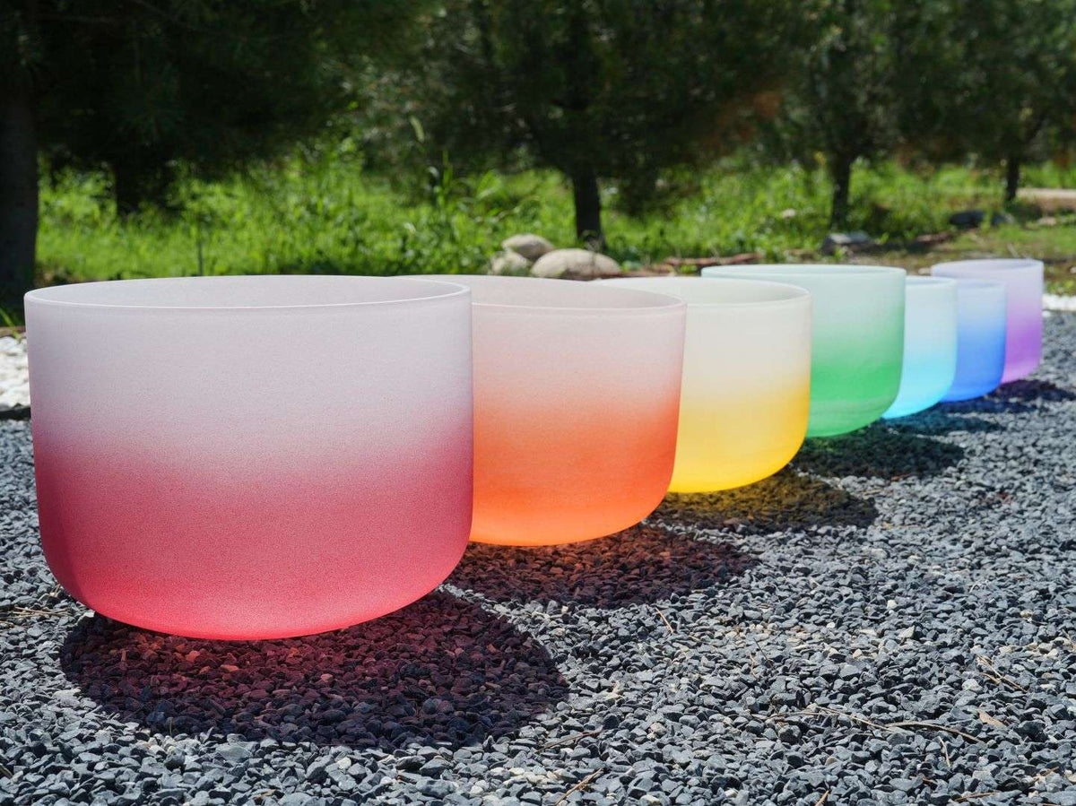 6 - 12 Inch Color Gradient Crystal Singing Bowl 7-Piece Set