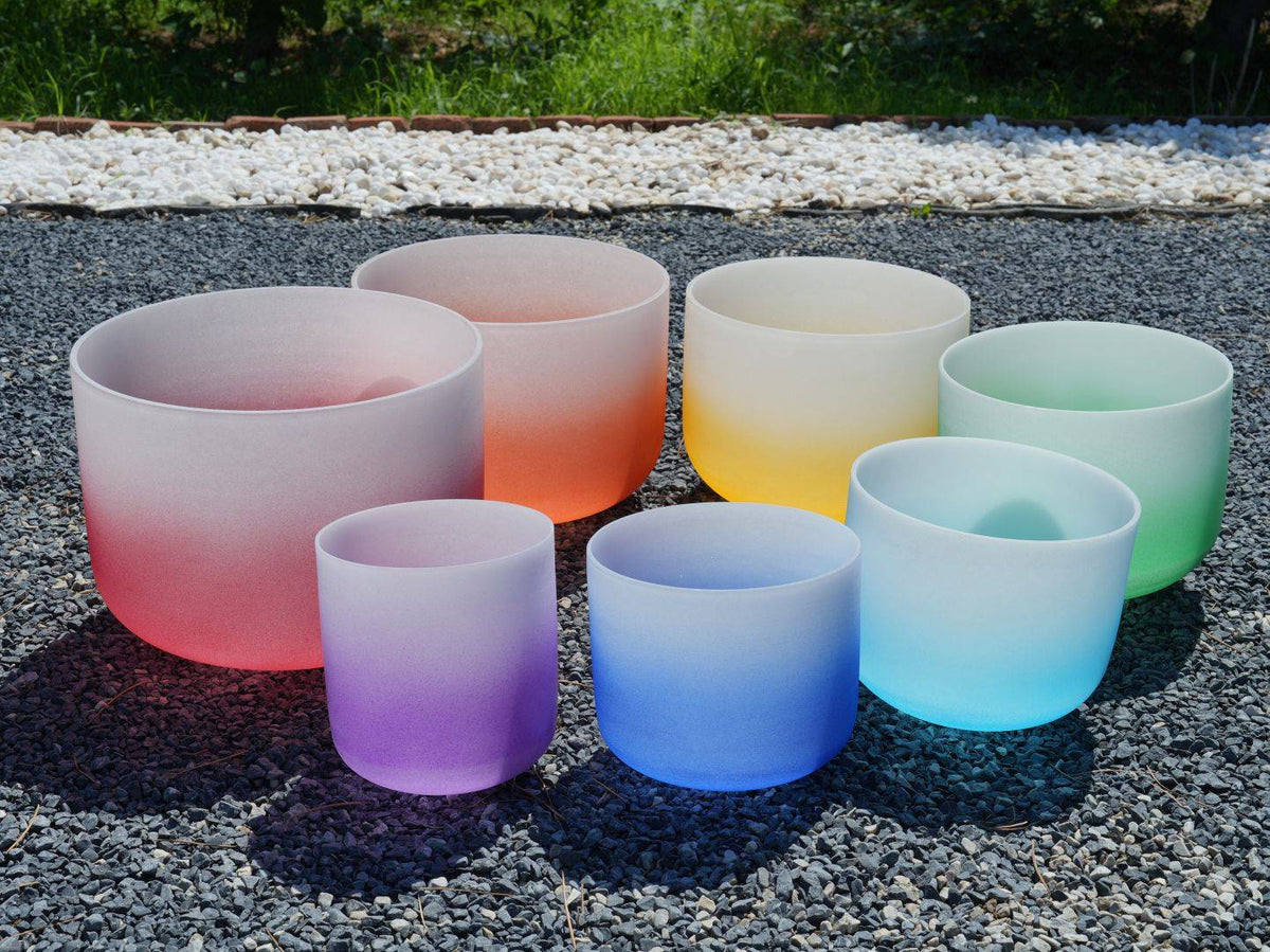 6 - 12 Inch Color Gradient Crystal Singing Bowl 7-Piece Set