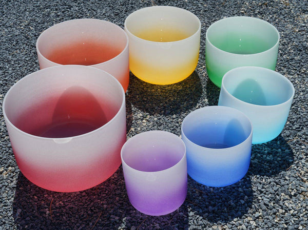 6 - 12 Inch Color Gradient Crystal Singing Bowl 7-Piece Set