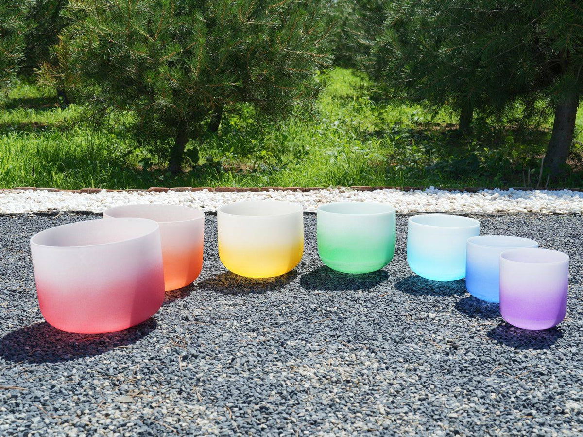6 - 12 Inch Color Gradient Crystal Singing Bowl 7-Piece Set