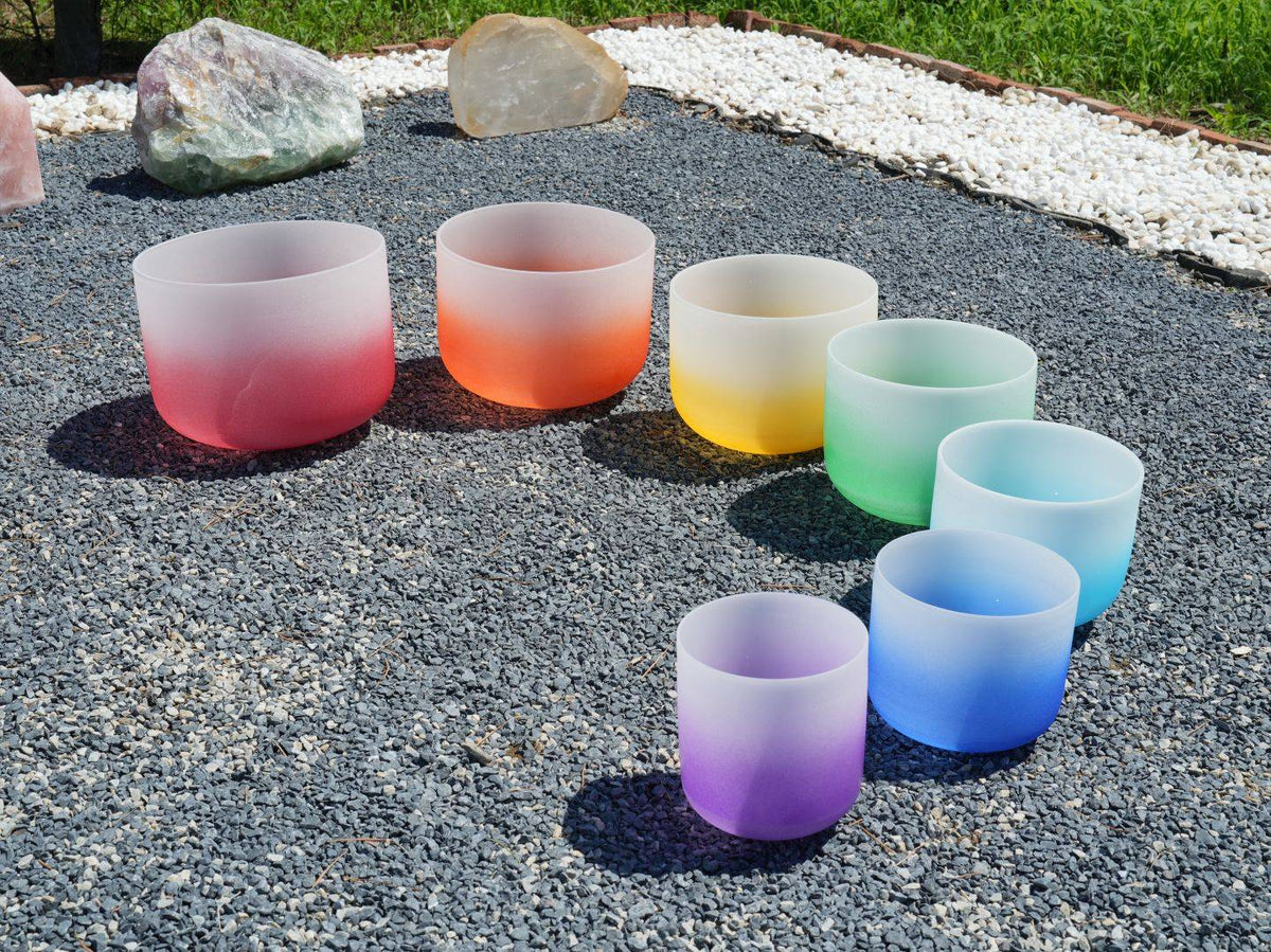 6 - 12 Inch Color Gradient Crystal Singing Bowl 7-Piece Set