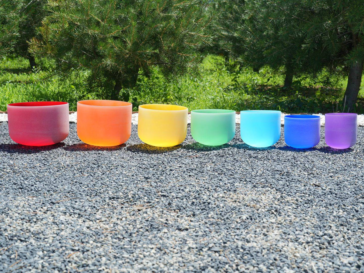 6 - 12 Inch Inner Colored Crystal Singing Bowl 7-Piece Set