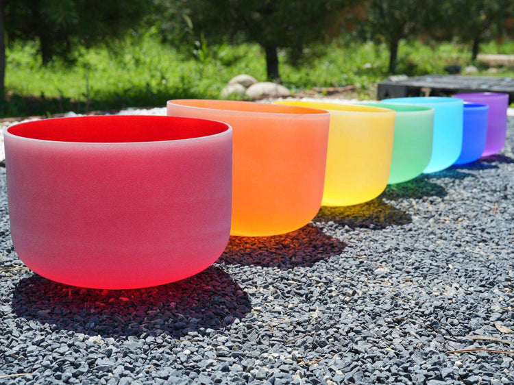 6 - 12 Inch Inner Colored Crystal Singing Bowl 7-Piece Set