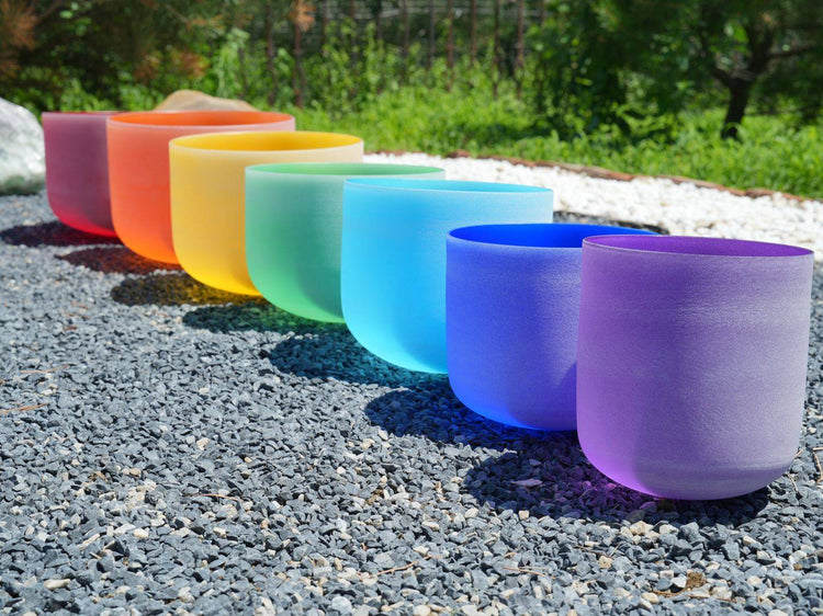 6 - 12 Inch Inner Colored Crystal Singing Bowl 7-Piece Set