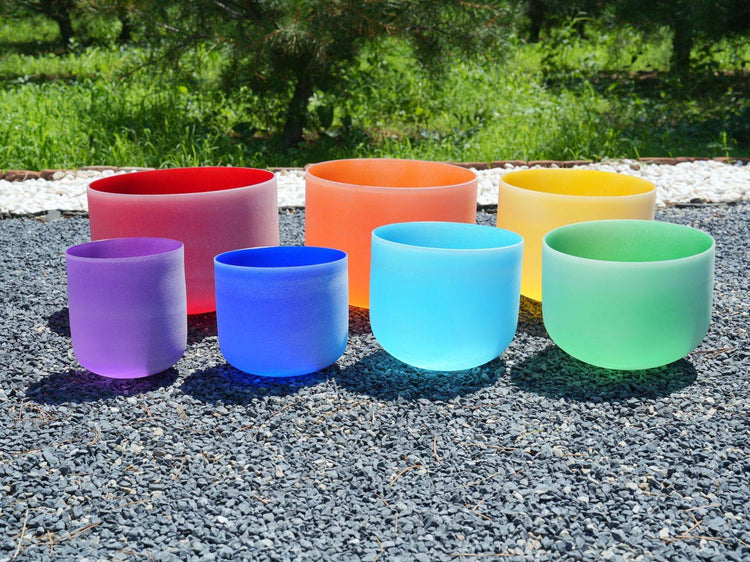 6 - 12 Inch Inner Colored Crystal Singing Bowl 7-Piece Set