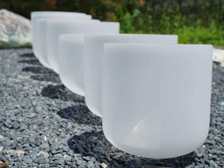 6 - 12 Inch White Polished Crystal Singing Bowl 7-Piece Set